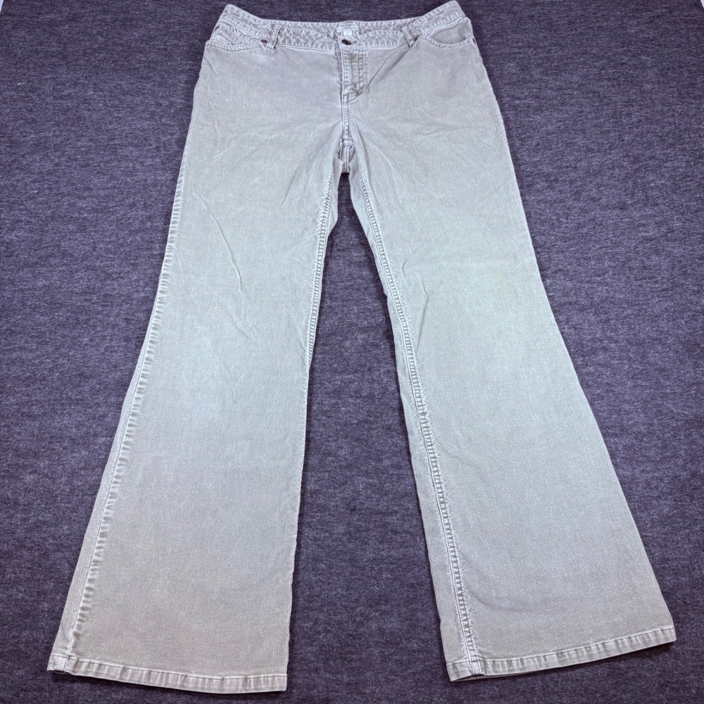 J.Jill Olive Green Stretch Corduroy Flare Leg Pants Women's Size 12‎